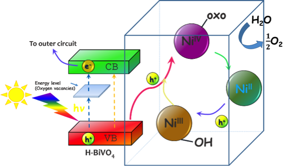 Efficient Photoelectrochemical Water Oxidation over Hydrogen-Reduced Nanoporous BiVO4 with Ni–Bi Electrocatalyst — figure 1 of 1