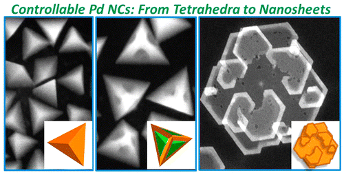Seedless Growth of Palladium Nanocrystals with Tunable Structures: From Tetrahedra to Nanosheets — figure 1 of 1